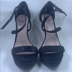 Black Sparkly Strappy Vince Camuto Platform Heels